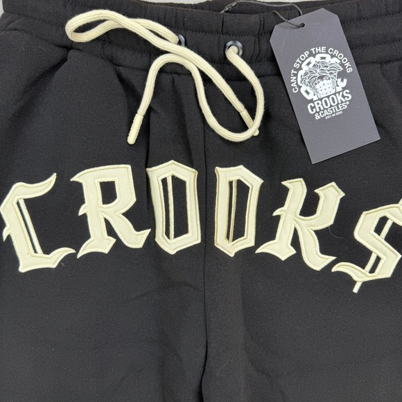Crooks Castles Jogger Mens XL Varsity Black Logo Print Streetwear Urban NWT - Picture 4 of 7